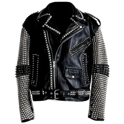 Brandon Black Motorcycle Studded Leather Jacket