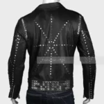 Mens Black Biker Studded Leather Jacket